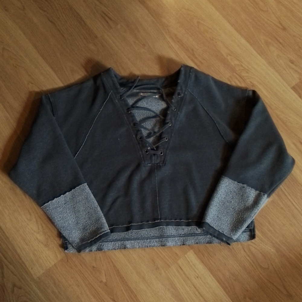 Free People Lace Up Pullover Sweatshirt